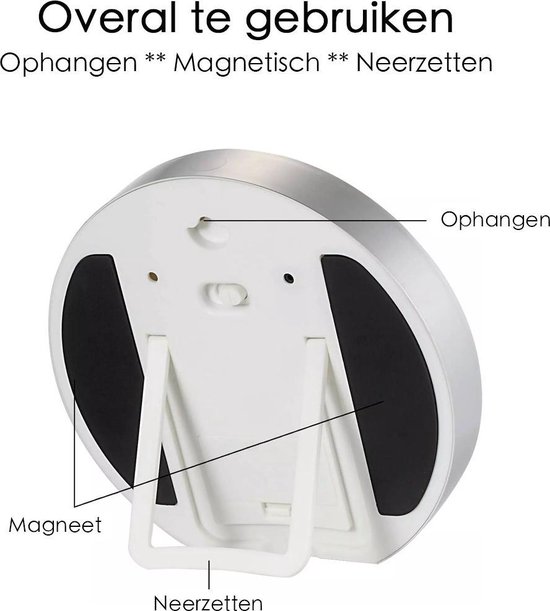 Leerklok Rond 19x19 cm Hoogwaardige Leerklok voor Kinderen Timer Kind Zwart