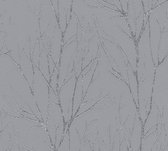 Natuur behang Profhome 372601-GU vliesbehang licht gestructureerd met natuur patroon mat grijs zilver 5,33 m2