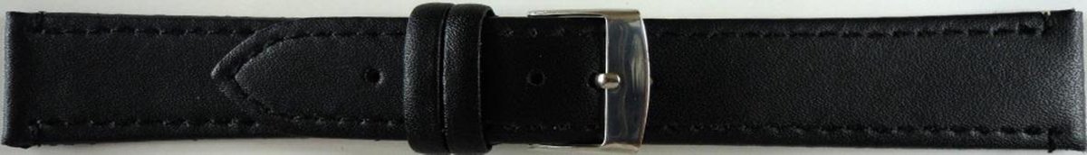Horlogeband-20mm-echt leer-zwart-extra-lang XL 20 mm
