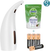 Easy Eva Comfort set - Automatische zeepdispenser - Met Dettol Aloë Vera & Coco Zeep - Met batterijen - No touch - Wit - Zeepdispenser met sensor - Schuimdispenser - 300ml - Zeeppompje