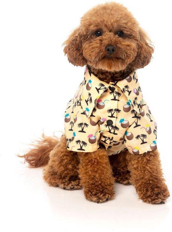 FuzzYard Hawaiian Shirt - Sandy Coconut - Honden blouse - Beige - Maat XXS