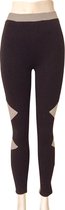 Premium Kwaliteit Dames Fitness Broek / Legging | Stretch | Zwart-Grijs - S/M