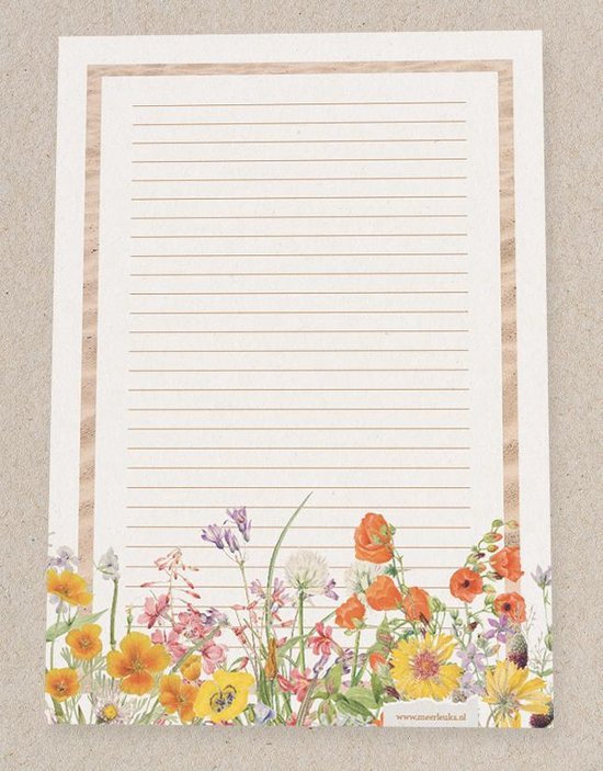 A4 schrijfblok Lovely Flowers - Leuks - 50 vel Briefpapier - Postpapier met bloemen | bol.com