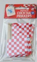 Cocktail prikker rood wit  12 stuks