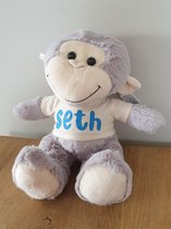 Geboorte cadeau Knuffel aap met naam [Knuffeldier met naam] [Aapje knuffel geboorte] [Geboorte geschenk][30cm]