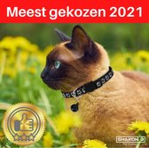 Kattenhalsband Zwart - Reflecterend - Pootjes - Veiligheidssluiting - Halsband kat - Met belletje