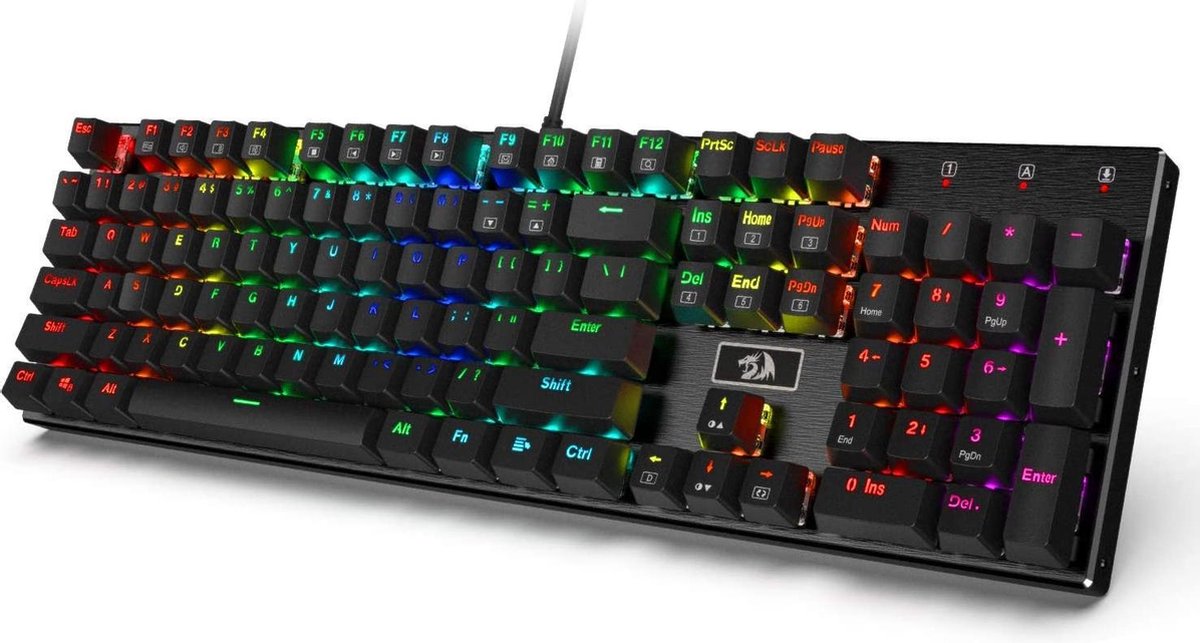 Redragon Gaming mechanische toetsenbord Devarajas K556 RGB - Brown Switch/ Silent Keys | USB-connector toetsenbord met RGB-verlichting - Spatwaterdicht IP67 | Conflictvrije toetsen (N-Key Rollover) - Numpad