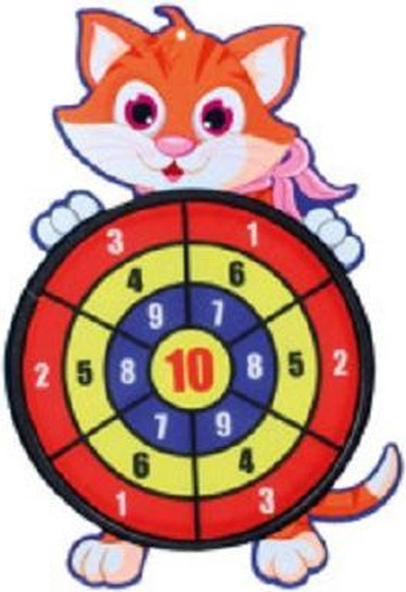 Toi-Toys - Dartbord klittenband - kat - incl. 3 ballen 28x44cm