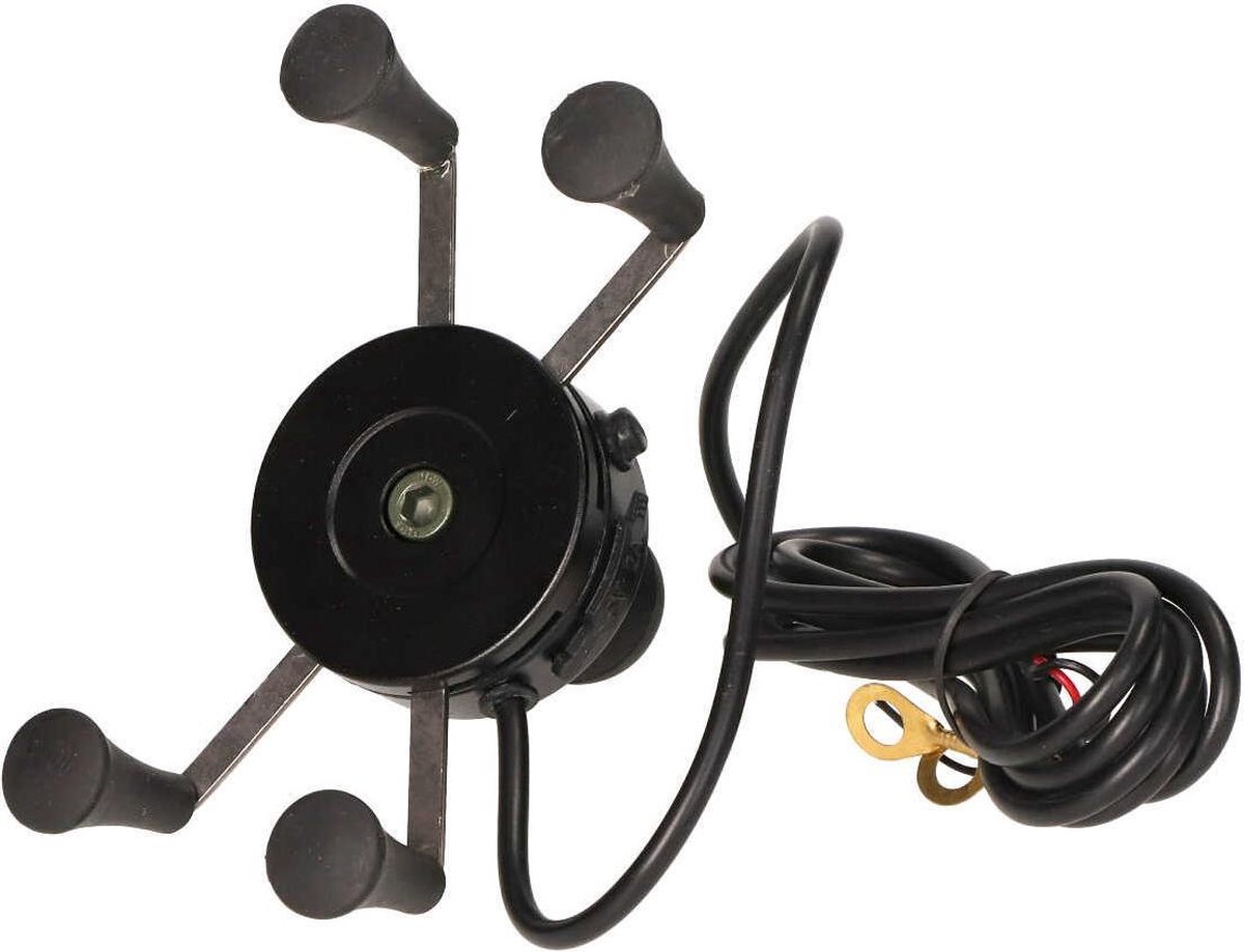 houder telefoon stuur/ spiegel scooter/ bromfiets met USB aansluiting