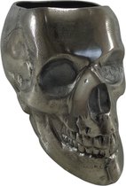 Vase Skull nickel brut 20cm de haut, 30cm de long