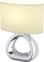 LED Tafellamp - Tafelverlichting - Torna Gizo - E27 Fitting - Rond - Mat Zilver - Keramiek