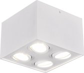 LED Plafondspot - Torna Bisqy - GU10 Fitting - 4-lichts - Vierkant - Mat Wit - Aluminium