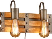 LED Wandlamp - Wandverlichting - Torna Khon - E27 Fitting - 2-lichts - Rechthoek - Mat Nikkel - Aluminium