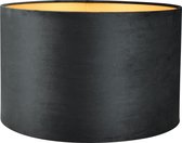 Lampenkap Cilinder - 40x40x25cm - Alice velours zwart - gouden binnenkant