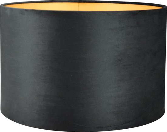 Abat-jour Cylindre - 40x40x25cm - Alice velours noir - intérieur doré