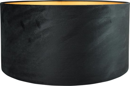 Lampenkap Cilinder - 50x50x25cm - Alice velours zwart - gouden binnenkant |
