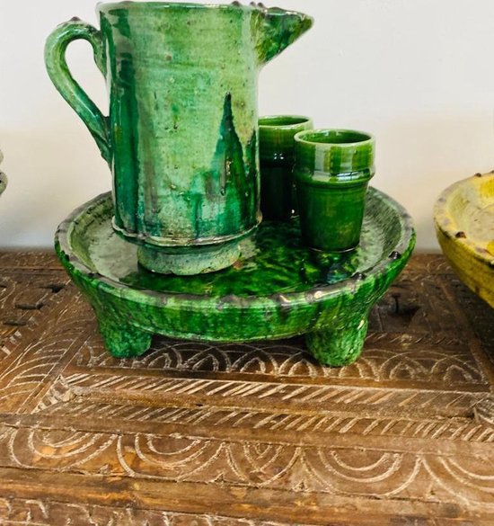 Articulatie limoen mijn Tamegroute bekers 2 stuks | 9,5 cm groen | Marokkaanse Aardewerk Groen |  bol.com