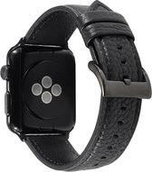 Luxe Lederen Armband Geschikt Voor Apple Watch Series 1/2/3/4/5/6/SE 38/40 mm Horloge Bandje - Leren iWatch Watchband Polsband - Watch Band Strap - Vervang Horlogeband - Zwart