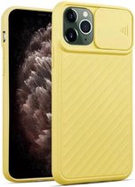 iphone 12 pro max, telefoonhoesje, siliconen, shock proof, back cover, met camera beschermer, mat geel