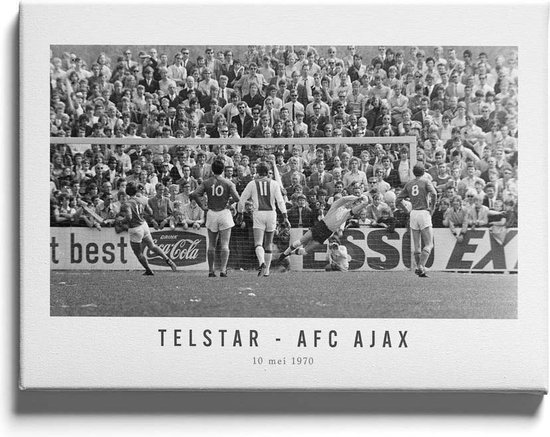 Walljar - Poster Ajax - Voetbalteam - Amsterdam - Eredivisie - Zwart wit - Telstar - AFC Ajax '70 - 80 x 120 cm - Zwart wit poster