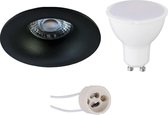 LED Spot Set - Igia - Proma Nora Pro - GU10 Fitting - Inbouw Rond - Mat Zwart - 8W - Helder/Koud Wit 6400K - Ø82mm