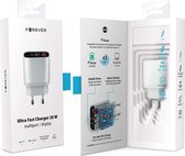 ForeverGSM045483- Wandoplader- 2x Type-C PD + QC3.0- met display -(20W) witte kern
