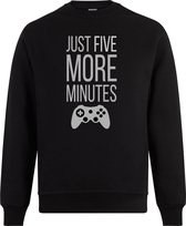 Sweater zonder capuchon - Jumper - Gamer Trui - Gamer Outfit - Lifestyle sweater - Chill Sweater - Game - Gamer  - Just Five More Minutes - Zwart - Maat S