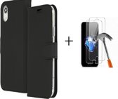 GSMNed - Wallet Softcase iPhone XR zwart – hoogwaardig leren bookcase zwart - bookcase iPhone XR zwart - Booktype voor iPhone XR – zwart - met screenprotector iPhone XR
