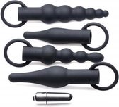 4-Delige Anaal Plug Set Met Bullet Vibrator - Dildo - Buttpluggen - Zwart - Discreet verpakt en bezorgd