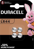 Duracell Specialty LR44 Pile bouton alcaline 1,5 V, paquet de 4 (76A / A76 / V13GA)