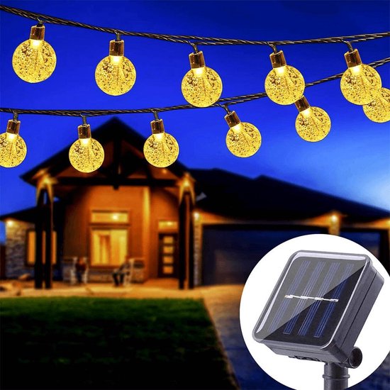 Lichtsnoer buiten - Solar tuinverlichting - lichtslinger 'Bubble' - 7 meter lang - Warm wit licht - Lichtsnoer op zonne-energie