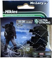 Mr Lacy schoenveteres Hikies plat zwart-grijs-licht grijs 150 cm lang 9mm breed High Quality