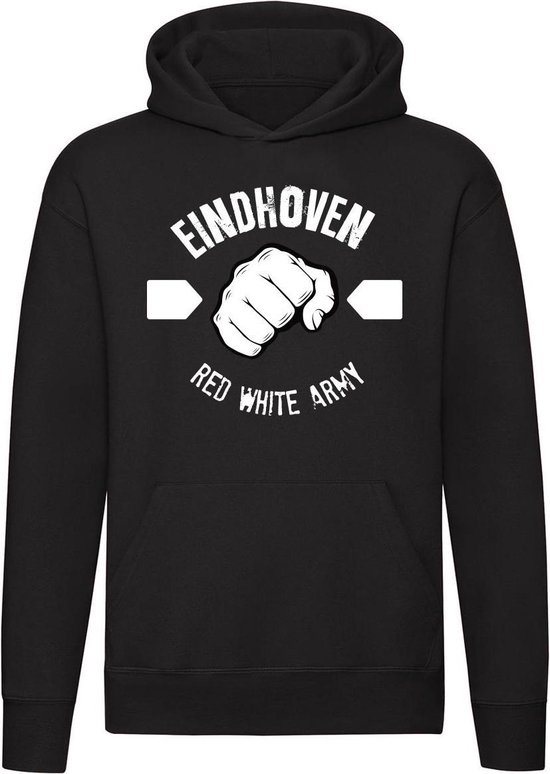 Red white army Eindhoven Trui met capuchon | Eindhoven | 040 | hoodie | unisex | sweater | Zwart
