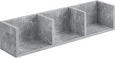 Wandplank – Met 3 vakken – Afmeting (LxBxH) 75 x 17 x 17 cm. – Kleur beton look