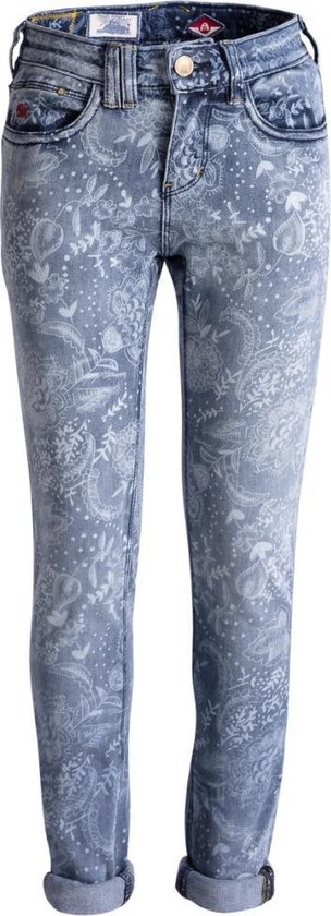 Blue Barn Jeans - Semi bleach bloemenprint - skinny fit meisjes denim -  Maat 128/134 | bol.com