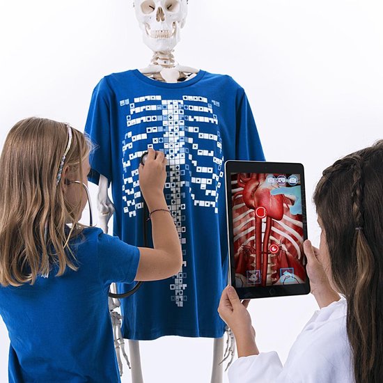 Curiscope Augmented Reality Virtuali-Tee t-shirt - Neem een kijkje in het menselijk lichaam - Jeugd L (9-11 jaar)