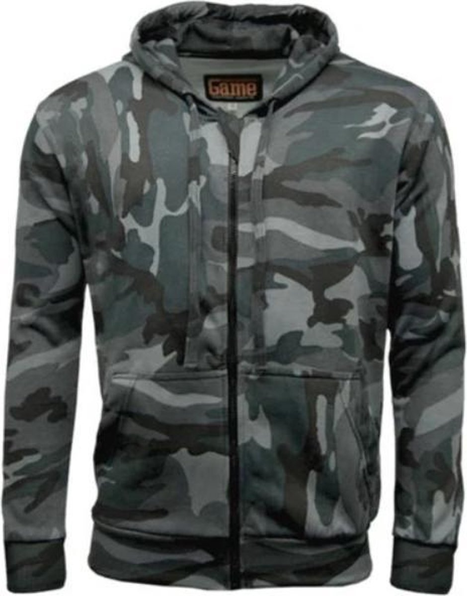 Grijze Hoodie heren met capuchon - met rits - Light Sport Sweater - Camouflage kleding - Maat 2XL