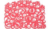 Batucada – Moon Quarter - Plantaardige - Placemat – Cirkels – Rondjes patroon - oogt zoals Rubber – Anti Slip – 1 stuk – Rood - Koraal - 41 x 31,5cm – Onderhoudsvriendelijk – Onderlegger - Vegan