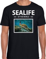 Dieren foto t-shirt Schildpadden - zwart - heren - sealife of the world - cadeau shirt Zeeschildpad liefhebber S