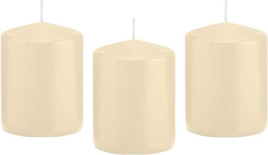8x Cremewitte cilinderkaars/stompkaars 6 x 8 cm 29 branduren - Geurloze kaarsen - Woondecoraties