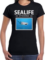 Dieren foto t-shirt Haaien - zwart - dames - sealife of the world - cadeau shirt Tijgerhaai liefhebber 2XL