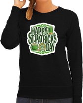 St. Patricks day sweater zwart voor dames - Happy St. Patricks day - Ierse feest kleding / trui/ outfit/ kostuum 2XL