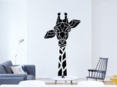 HOUTEN WANDDECORATIE / WOODEN WALL DECORATION - GEOMETRISCHE MUURDECORATIE / GEOMETRIC WALL ART - GIRAF / GIRAFFE - 29 x 50cm - ZWART / BLACK - ORIGAMI DESIGN WANDFIGUUR - TRENDY &