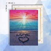 Schilderen op nummer pakket Strand Zon Love - 40 x 50 cm - met frame