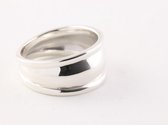 Brede hoogglans zilveren ring met ribbels - maat 19