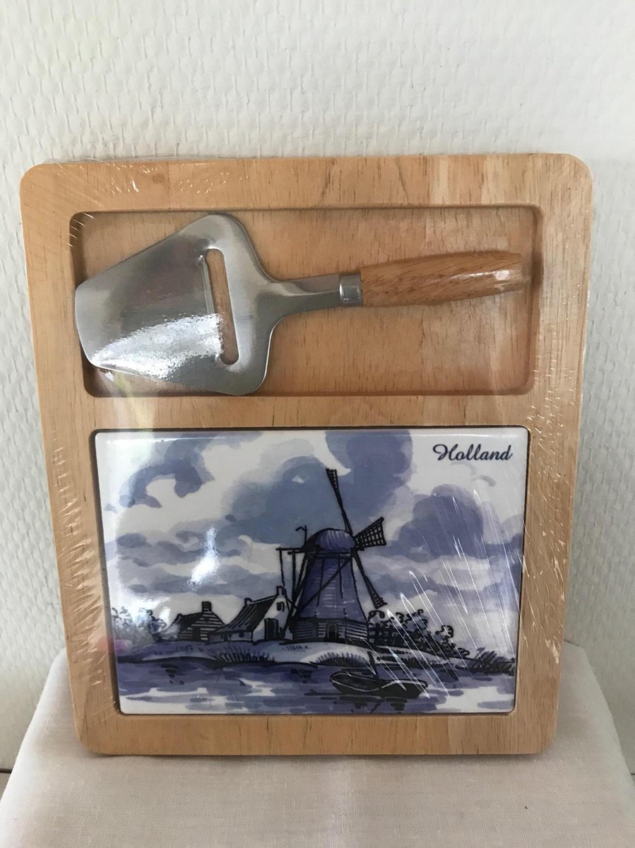 kaasplank+schaaf Ter Steege molen handgeschilderd Delft Blauw Kado