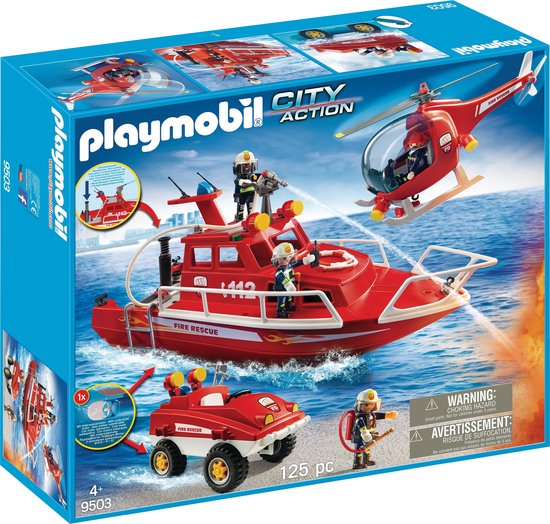 Manoeuvreren Spelling Naar behoren Playmobil 9503 - Mega Brandweer Set - Inclusief boot met onderwatermoter ,  helicopter... | bol.com