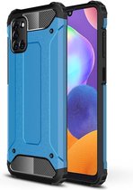 Mobigear Hoesje geschikt voor Samsung Galaxy A31 Telefoonhoesje Hardcase | Mobigear Outdoor Backcover Shockproof | Schokbestendig Galaxy A31 Telefoonhoesje | Anti Shock Proof - Blauw