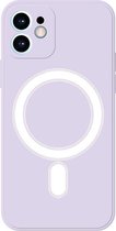Apple iPhone 12 Hoesje - Mobigear - Color MagSafe Serie - Siliconen Backcover - Paars - Hoesje Geschikt Voor Apple iPhone 12