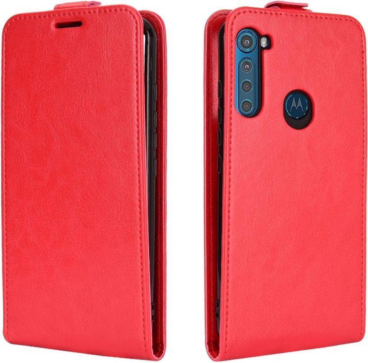 Mobigear Telefoonhoesje geschikt voor Motorola One Fusion Plus Hoesje | Mobigear Flipcase | Pasjeshouder voor 1 Pasje | Telefoonhoesje voor Pinpas / OV Kaart / Rijbewijs - Rood